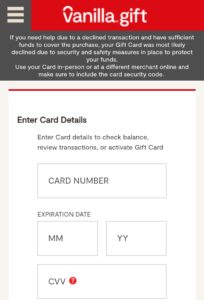 How to activate vanilla gift card 