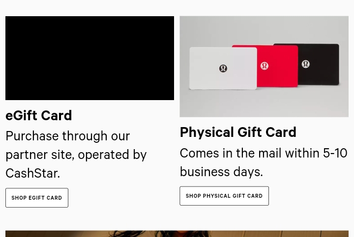 How to buy Lululemon gift card on their website 